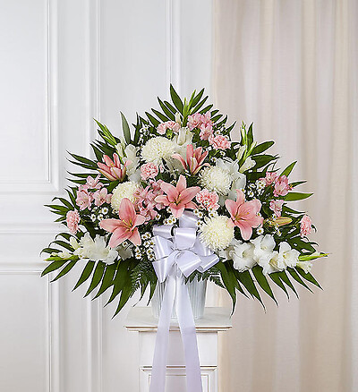 Heartfelt Sympathies&amp;trade; Standing Basket- Pink &amp;amp; White