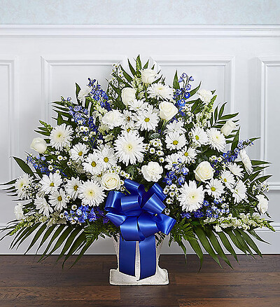 Heartfelt Tribute&amp;trade; Floor Basket- Blue &amp;amp; White