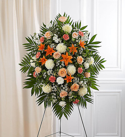 Peach, Orange &amp;amp; White Sympathy Standing Spray