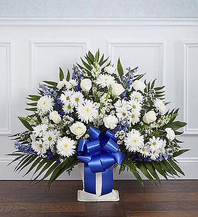 Heartfelt Tribute&amp;trade; Floor Basket- Blue &amp;amp; White