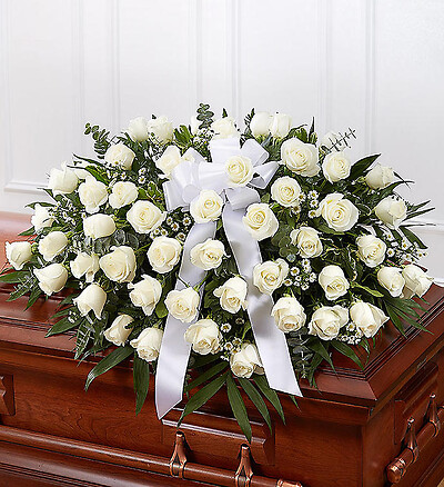 White Rose Half Casket Cover