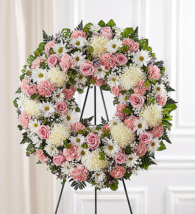 Serene Blessings&amp;trade; Standing Wreath- Pink &amp;amp; White