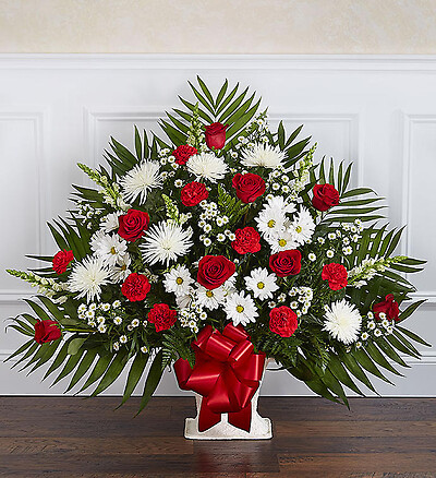 Heartfelt Tribute&amp;trade; Floor Basket- Red &amp;amp; White